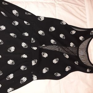 Super cute skull print dress with sheer accents